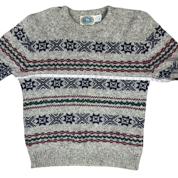 Vintage Grandpa Sweater Medium Wool Nylon Made in U.S.A. Holiday VTG Warm - Picture 5 of 6